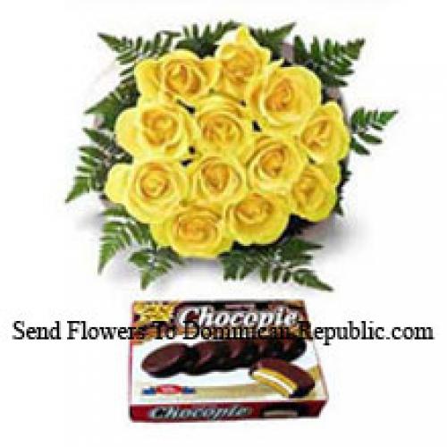 12 Beautiful Yellow Roses with Chocolate Box