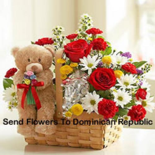 Adorable Assorted Flowers with Cute Teddy