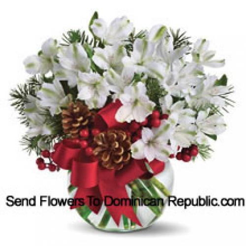 Cute White Alstroemeria in Vase